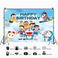D-Doraemon Happy Birthday Backdrop Product Photography Props Background Photographic Studio Party Decoration Wallpapers. 