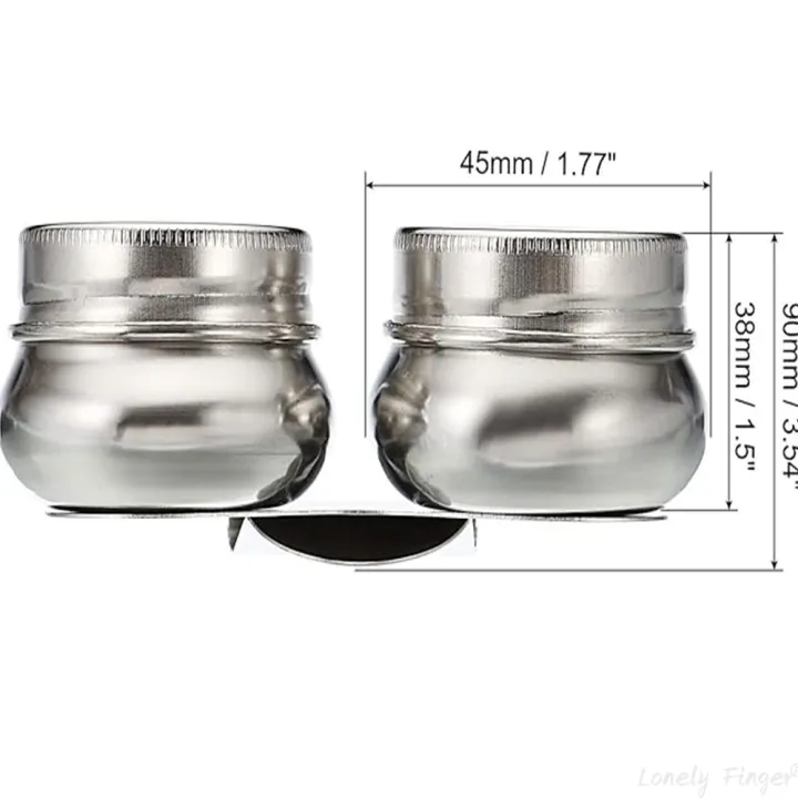 Palette%20Cups,%20Paint%20Pot%20Container%20Cup%20with%20Lid%20and%20Clip%20Double%20Dippers%20Stainless%20Steel%20for%20Oil%20Painting,%20Silver%20-%20Image%202