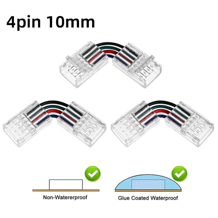 Led L Connector L Shape 4Pin LED Connector 8mm10mm Solderless Adapter Connector ...