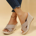 2024 Summer New Fashion Wedge Casual Waterproof Platform Slippers Thick Sole High Heel Sandals for Women. 