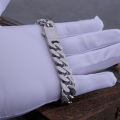 Original Design Stainless Steel Cuban Bracelet Men Women Couple Letter Matte Bangle Punk Hip Hop Thick Chunky Chain Wristband. 