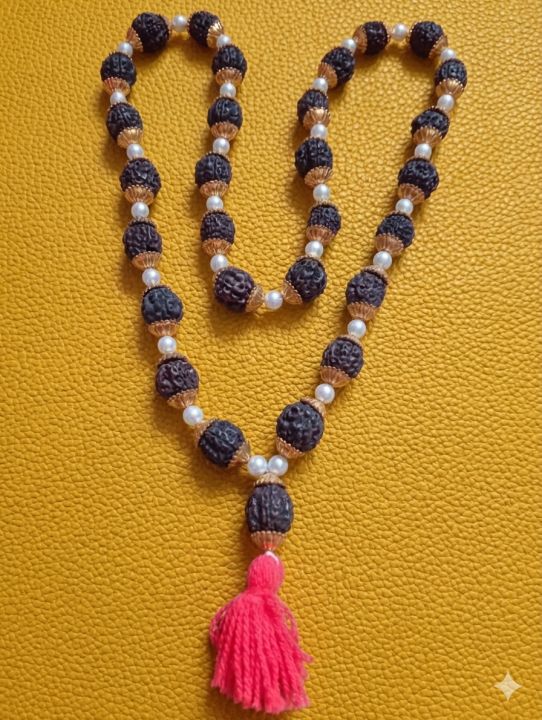 Indian Black Rudraksha Mala Fine Pure 5 Mukhi 28+1 Beads 14 Inchi - 1 Ps