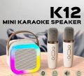 K12 Wireless Mic With Speaker - Single / Double RGB 7 Colour Dancing Light Karaoke Mic With Portable Bluetooth Microphone For Recording With Speaker Bluetooth wireless speaker and microphone 3 in 1 USB/AUX/SD Card Slot Karaoke Handheld Microphone. 
