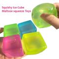 Squishy Ice Cube Maltose Fidgets Toys Soft Mochi Anti Stress Squeeze Toy Transparent Square Decompression for Friend Adult.