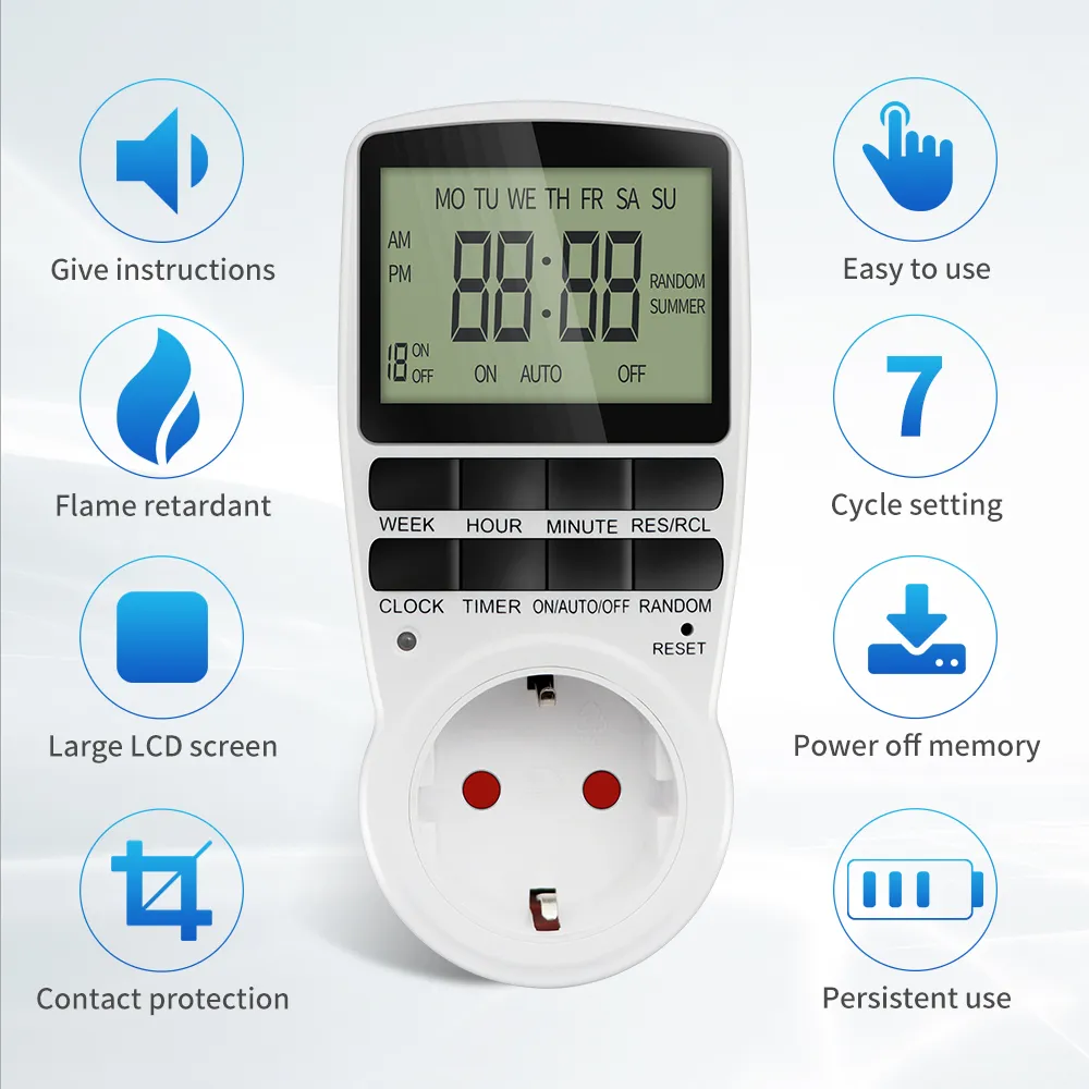 Electronic Digital Timer Switch 12/24 Hour Programmable Timing Socket ...