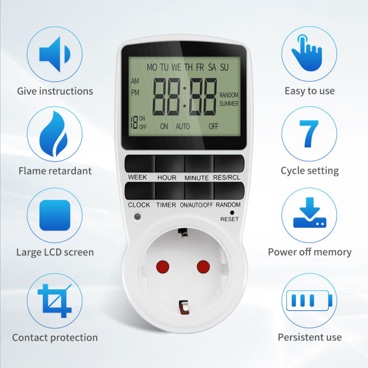 Electronic Digital Timer Switch EU FR BR Plug Kitchen Timers 230V 7 ...