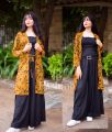 3pc Printed Coat Style Dress for Women and Girls, Stitched, Belt Flapper, High-Quality Boski Lilan Material. 