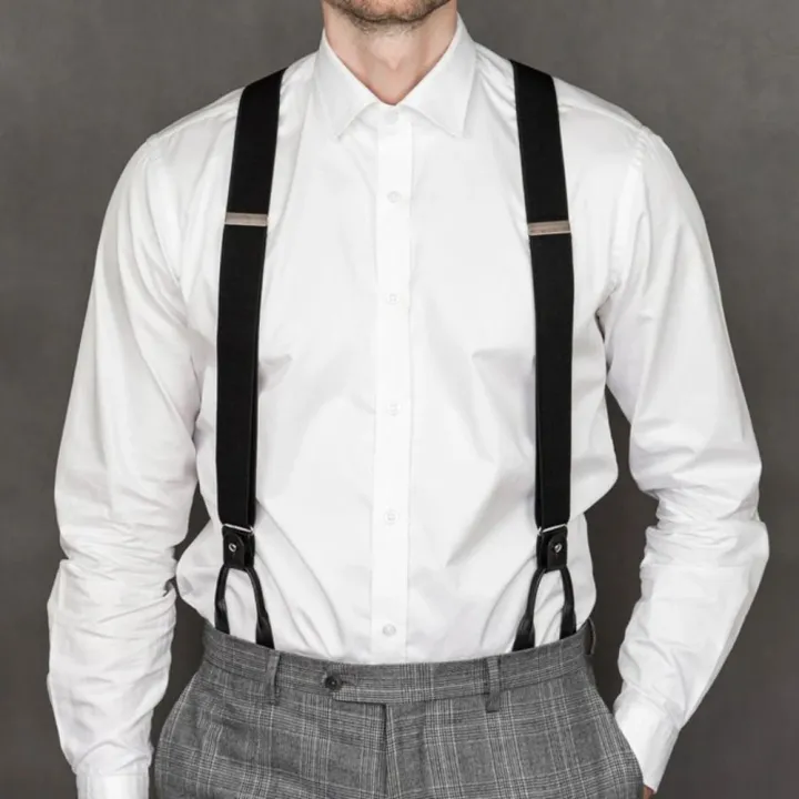 Vintage%20Suspenders%20Men%20Women%20Adult%20Leather%20Trimmed%20Button%20End%20Y%20Back%20Adjustable%20Elastic%20Trouser%20Braces%20Straps%20Belt%20Wedding%20Party%20-%20Image%206