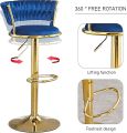 Velvet Swivel Fancy Bar Chair Navy Blue. 