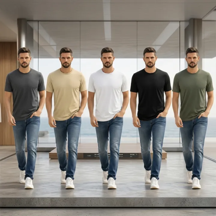 Vintage%20apparels%20Pack%20of%205%20plain%20half%20sleeves%20Multicolor%20Summer%20Friendly%20T-shirts%20-%20for%20Men%20-%20Image%205