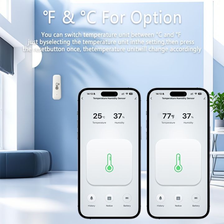 Zigbee 3.0 Temperature Humidity Sensor Thermometer Hygrometer APP ...