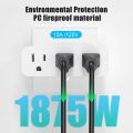 2pcs Wall Sockets Outlet Extender 15A 1875W Portable Wall Plug Adapter US Power Strip Electric Socket Splitter Spaced for Home. 