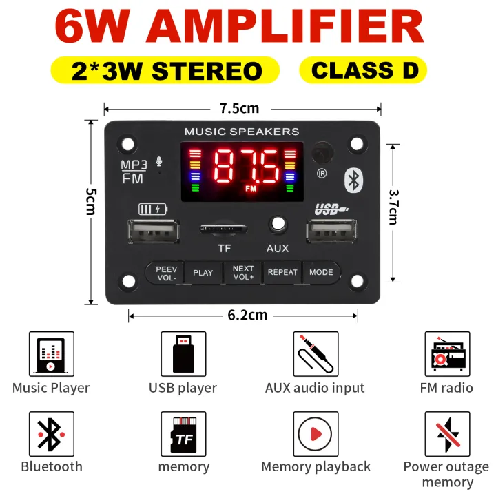80W/6W%20Amplifier%20MP3%20WMA%20WAV%20Decoder%20Board%20USB%20Charging%20Bluetooth%205.0%20Wireless%20Music%20Player%2012V%20Car%20FM%20Radio%20AUX%20Call%20Recording%20-%20Image%204