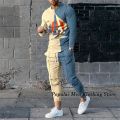 Men Clothes Set Fashion Long Sleeved T Shirt+Trousers Casual Tracksuit 2 Piece Suit Spring Male Sportswear Streetwear Oversized.