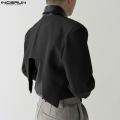 INCERUN Men Blazer Solid Color Open Stitch Long Sleeve Irregular Thin Suits Men 2024 Streetwear Fashion Casual Crop Coats S-5XL. 