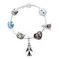 The Nightmare Before Christmas Bracelets Jack Skellington and Sally Pendant Bangle Disney Charm Bracelet for Women Jewelry. 