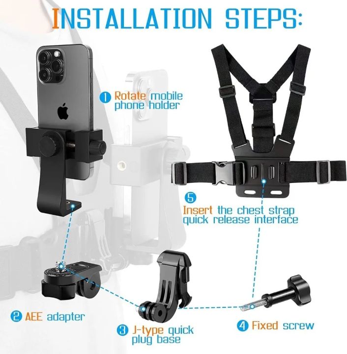 1%20PC%20Adjustable%20Phone%20Clip%20Holder%20With%20Chest%20Strap%20Fixation%20Bracket%20for%20Sport%20Camera%20Mobile%20Phone%20Camera%20Black%20Holder%20Accessory%20-%20Image%202