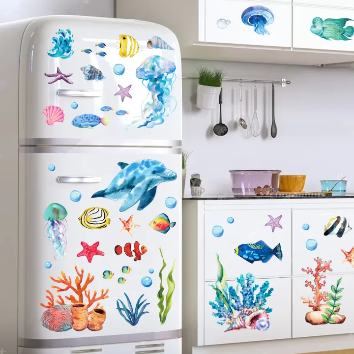 8%20Sheets%20Blue%20Shark%20Underwater%20Sea%20Fish%20Theme%20Window%20Static%20Sticker%20DIY%20Glass%20Clings%20Birthday%20Baby%20Shower%20Party%20Backdrops%20Decals%20-%20Image%202