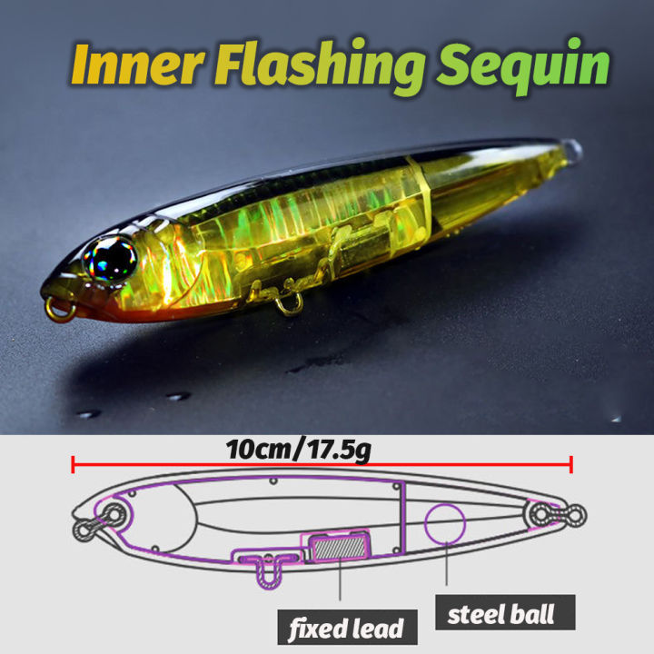 GOBAIT%20Floating%20Pencil%20Bait%2017.5g%2010cm%20Topwater%20Walk%20The%20Dog%20Fishing%20Lure%203D%20Swimbait%20Hook%20Popper%20Pesca%20Minnow%20Rattle%20Cranbait%20-%20Image%202