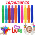 10/20/30PCS Colorful Pop Pipe Fidget Sensory Antistress Toys Telescopic Tube Stress Relief Toys Plastic Stretch Pipe Toy Gift.