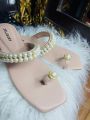 Stylish Flat unique Zellbury slide having Pearls match on top | Sandal for women. 