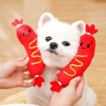 Dog Sound Plush Toy Hot Dog Chewing Toy Pet Grinding Teeth Squeaky Plush Toy Puppy Bite-resistant Interactive Chew Toy .