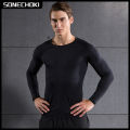 Compression Running Shirt Men Quick Dry Long Sleeve Sportswear For Male Gym Clothing Fitness Tee Training Workout Muscle Top.