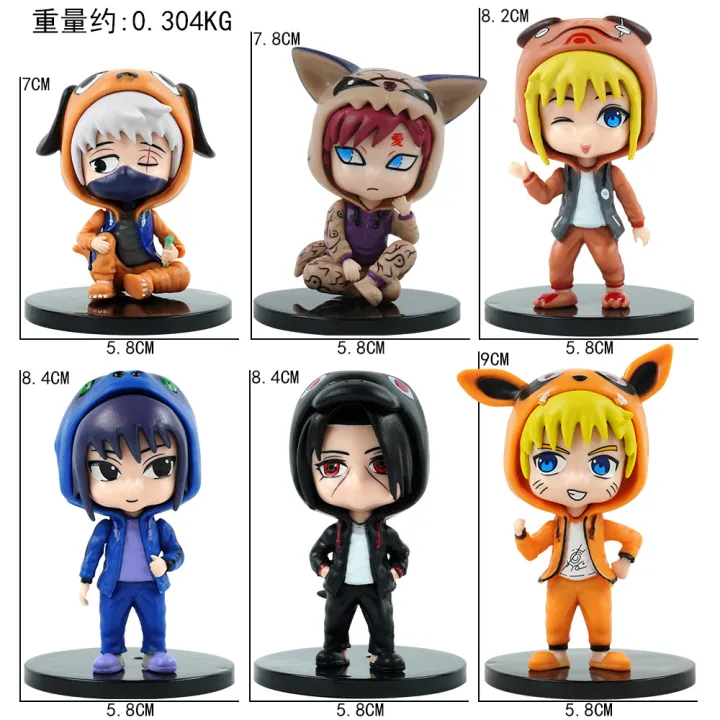 6pcs/set%20Anime%20Naruto%20Kakashi%20Hatake%20Gaara%20Uchiha%20Itachi%20with%20Fashion%20Cloth%20Action%20Figure%20Model%20Toys%20-%20Image%202