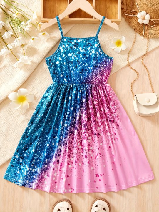 Children's%20Clothing%20for%20Girls:%20Sparkling%20All-Over%20Print%20Dress,%20Fashionable%20Strap%20Dress%20for%20Girls%20Aged%201-8,%20Dazzling%20Strap%20Dress%20-%20Image%202