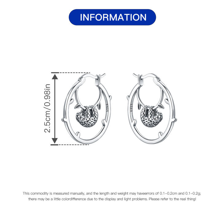 925%20Sterling%20Silver%20Cute%20Sloth%20Series%20Earring%20Jewelry%20Versatile%20Hoop%20Earrings%20For%20Women%20Jewelry%20Fine%20Birthday%20Party%20Gifts%20-%20Image%206