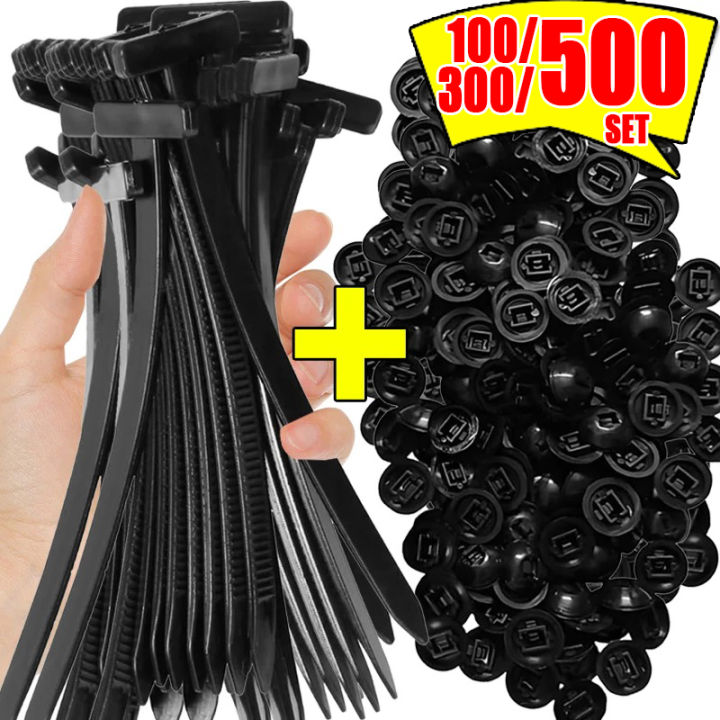 500PCS Nylon Cable Zip Self-Locking Heavy Duty Zip Ties Indoor & Outdoor General Purpose Cable Tie Buckles Releasable UV Resista