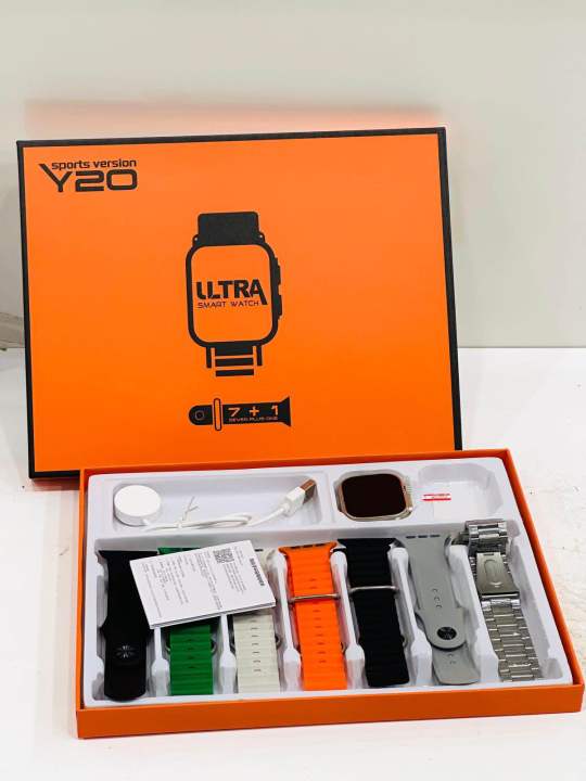 Y20 Ultra Smart Watch 49mm Big Dial, 7 Straps, Bluetooth Calling