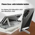 Clear Mobile Phone Case with Metal Kickstand for Samsung Galaxy S25 S24 S23 Ultra Plus 22 S24 Stand Cases Shockproof Back Cover.