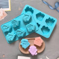 6-cavity Christmas house shaped soap candle silicone mold, suitable for handmade DIY wax molds for aromatherapy soap. 