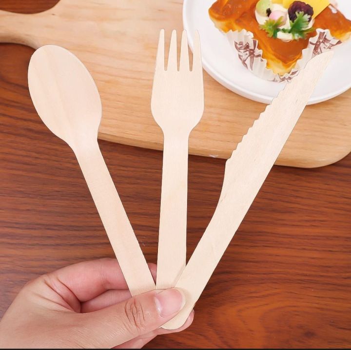 Disposable wooden cutlery set| wooden colour | Pack of 15 pcs/30pcs