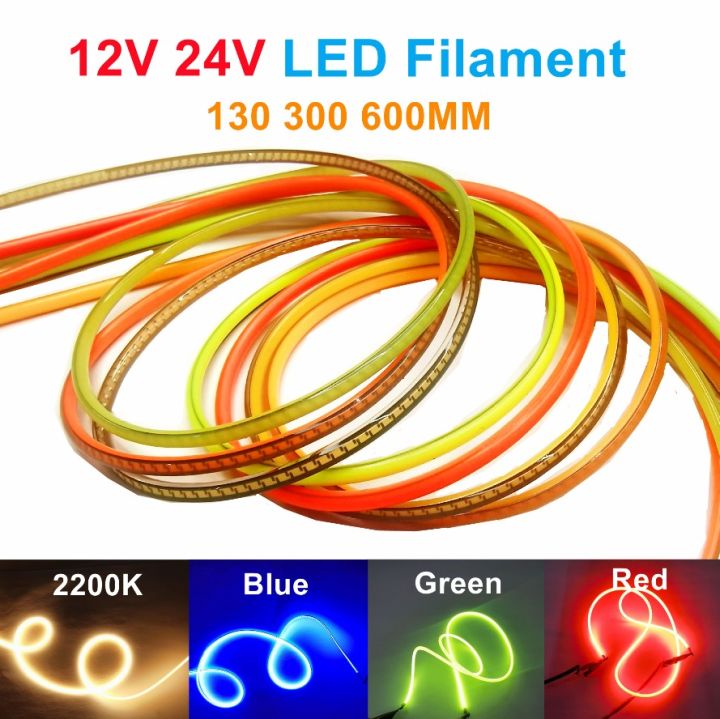 New 12V 24V 600mm LED Flexible Ultra Slim Filament Spiral Bulb Filament ...