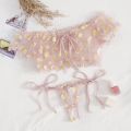 Sexy Fancy Lingerie Set 2 Pieces Transparent Halter Off Shoulder Women's Underwear Beautiful Daisy Print Bra And Panty Sets. 