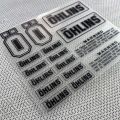 Ohlins Suspension Shocker Damper Motorcycle Decals - Transparent Adhesive Stickers with Warning Labels for Enhanced Performance.