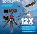 Kylietech 12X42 Binoculars for Adults with Universal Phone Adapter, HD Waterproof Fogproof Compact Binoculars for Bird Watching, Hunting, Hiking, Sports, and Concerts with BAK4 Prism FMC Lens. 