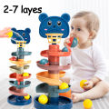 2-7 Layes Track Rolling Ball Pile Tower Early Educational Toy for Babies Rotating Track Educational Stacking Toy for Kids Gift. 