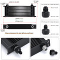 LZONE - 15 Row AN10 Stacked Plate Oil Cooler 10AN to 6AN 8AN Adapter Universal Engine Transmission Aluminum Black JR7015.