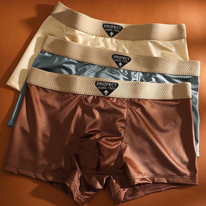 4-Piece%20Of%20Men's%20Underwear%20Summer%20Silk%20Thin%20Breathable%20Ice%20Silk%20Flat%20Angle%20Pants%20Solid%20Color%20Comfortable%20Casual%20Men's%20Underwear%20-%20Image%204