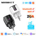 MANHOT WiFi Smart EU 20A Plug Socket WiFi+Bluetooth With Power Monitoring Timer Outlet APP Remote Voice Control  Home. 