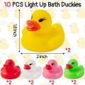 Pack of 10 Luminous Floating Rubber Ducks – Flashing Color Changing Bath Toys for Kids – Waterproof Light-Up Ducklings for Baby Bath Time, Swimming Pool & Summer Water Fun. 