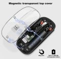 Wireless Bluetooth Transparent Mouse, Tri-Mode (BT5.1+ BT5.1+ 2.4GHz) Type C Rechargeable Mouse Silent Ultra Thin 4 DPI Adjustable.
