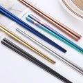 5 Pairs Stainless Steel Chopsticks Reusable Portable Food Sticks Korean Metal Chopsticks Kitchen Accessories Dishwasher Safe. 