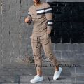 Men Clothes Set Fashion Long Sleeved T Shirt+Trousers Casual Tracksuit 2 Piece Suit Spring Male Sportswear Streetwear Oversized.