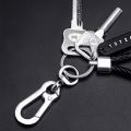 Trendy DIY Mobile Phone Number Plate Pendant Keychain for Men Punk Simple Woven Leather Rope Anti-lost Car Key Chain Accessories. 