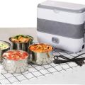 Cooking Lunch Box 4 Liners Stainless Steel Electric Lunch Box 4 In 2 Layer Thermal Heating Food Steamer Cooking Container 2L White 220W. 