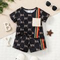 0-3 Years Toddler Baby Boy 2pcs Clothing Set T-shirt Letter Short Sleeve Top with Shorts Light Luxury Style Photograph Outfit.